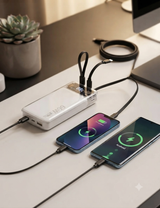 Azadi Sale😍 20,000 mAh Power Bank Fast Super Fast Charger 66W with Built-in Cables & LED Display