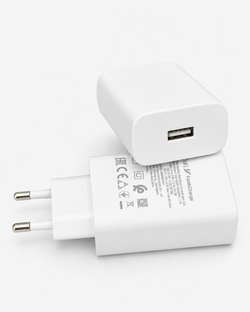 120W Fast Charging Adapter for Android Devices - White 2-Pin Charger