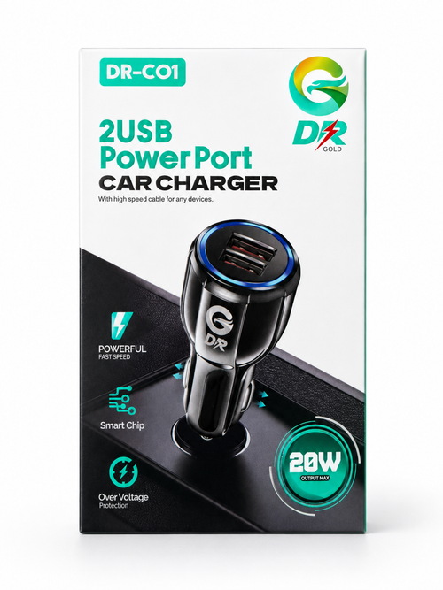 DR-C01 2USB Power Port Car Charger - 20W