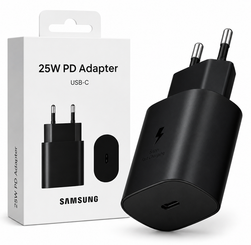 Azadi Sale Live Now! Samsung 25W PD USB-C Fast Charger - Black 2-Pin Adapter