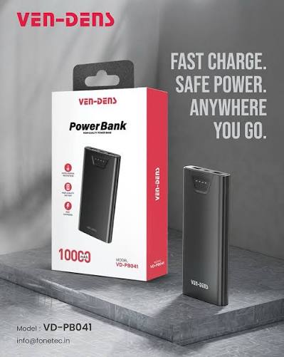Azadi Sale Live Now! VEN-DENS 10,000mAh Fast Charging Power Bank VD-PB042 – Dual USB Portable Charger